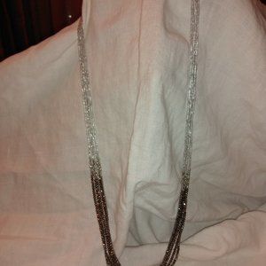 LOFT 32" SILVER-TONE CHAIN WITH BEADING (RHINESTONE, SILVER-TONE AND CLEAR)